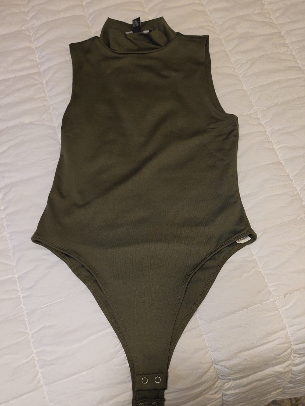 Forever 21 Olive Green Sleeveless Mock Neck Bodysuit